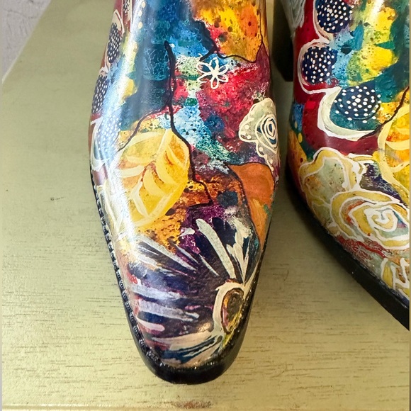 Rain Bops Beehive Rubber Cowboy Boots Pointed Toe Abstract Art Boho Western Shoe - Picture 5 of 13